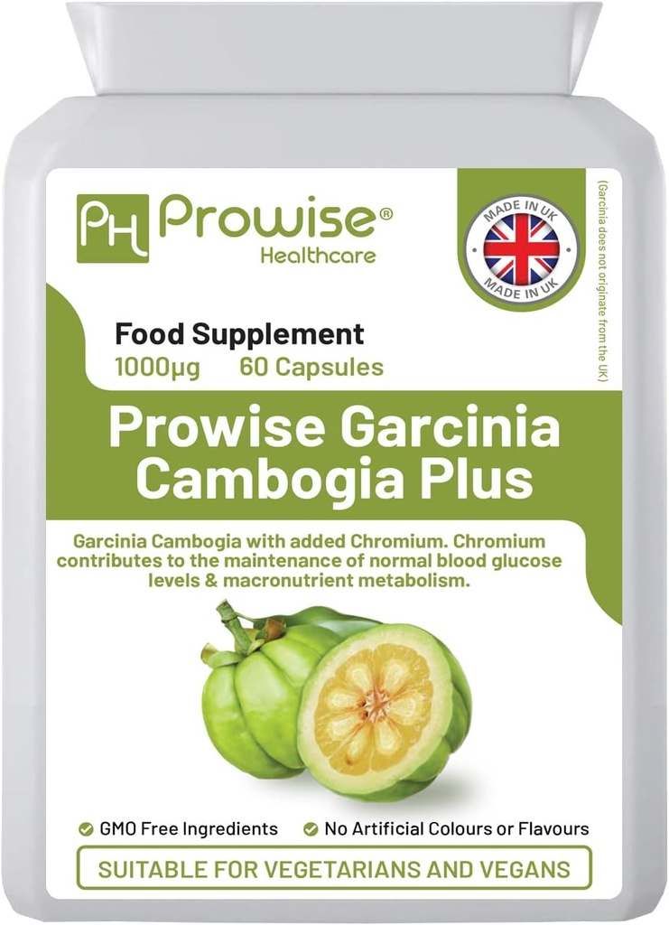Garcinia Cambogia 1000mg 60 Capsules - UK Vervaardigd GMP Normen door Prowise Healthcare - Geschikt voor vegetariërs en veganisten