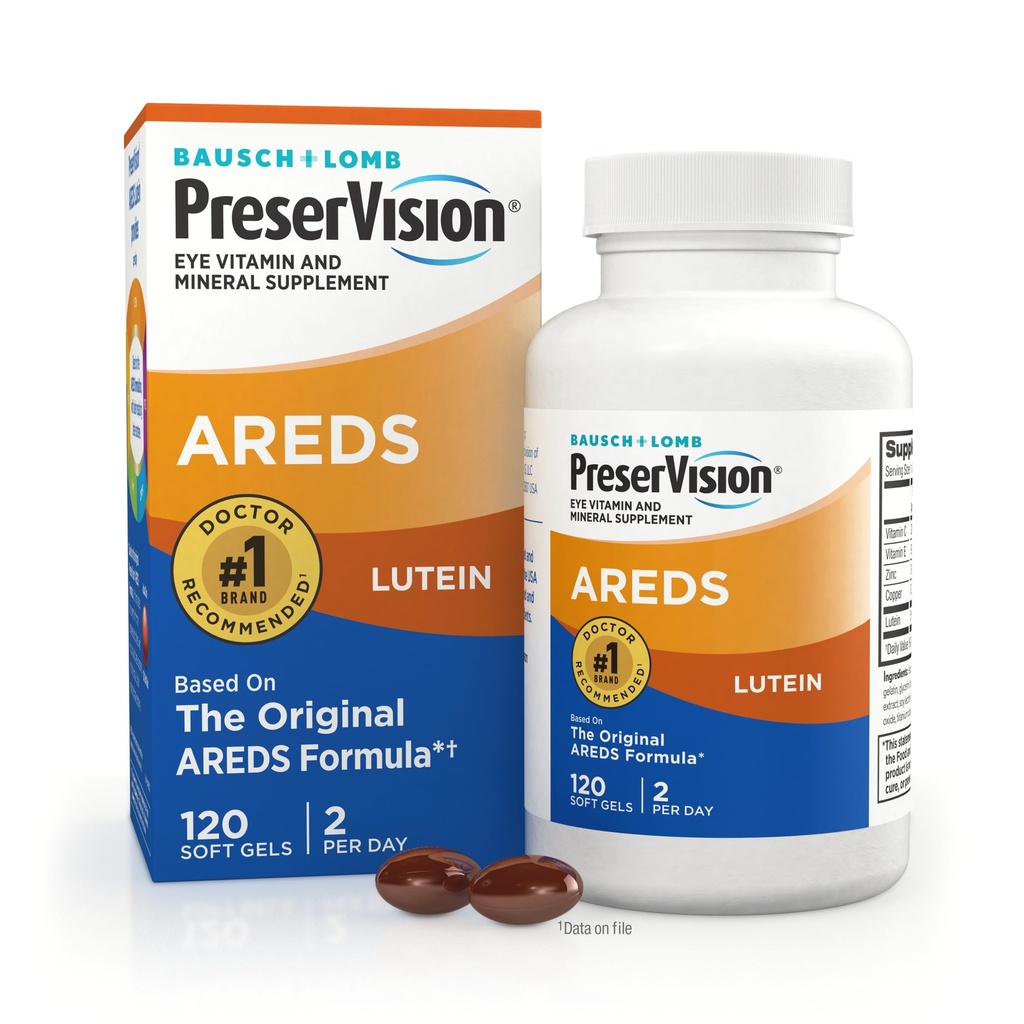 PreserVision AREDS Vitamines oculaires, #1 Eye Doctor Marque recommandée, Multivitamine avec Lutéine, Vitamines C & E, Zinc et Suppléments en cuivre, 120 Softgels
