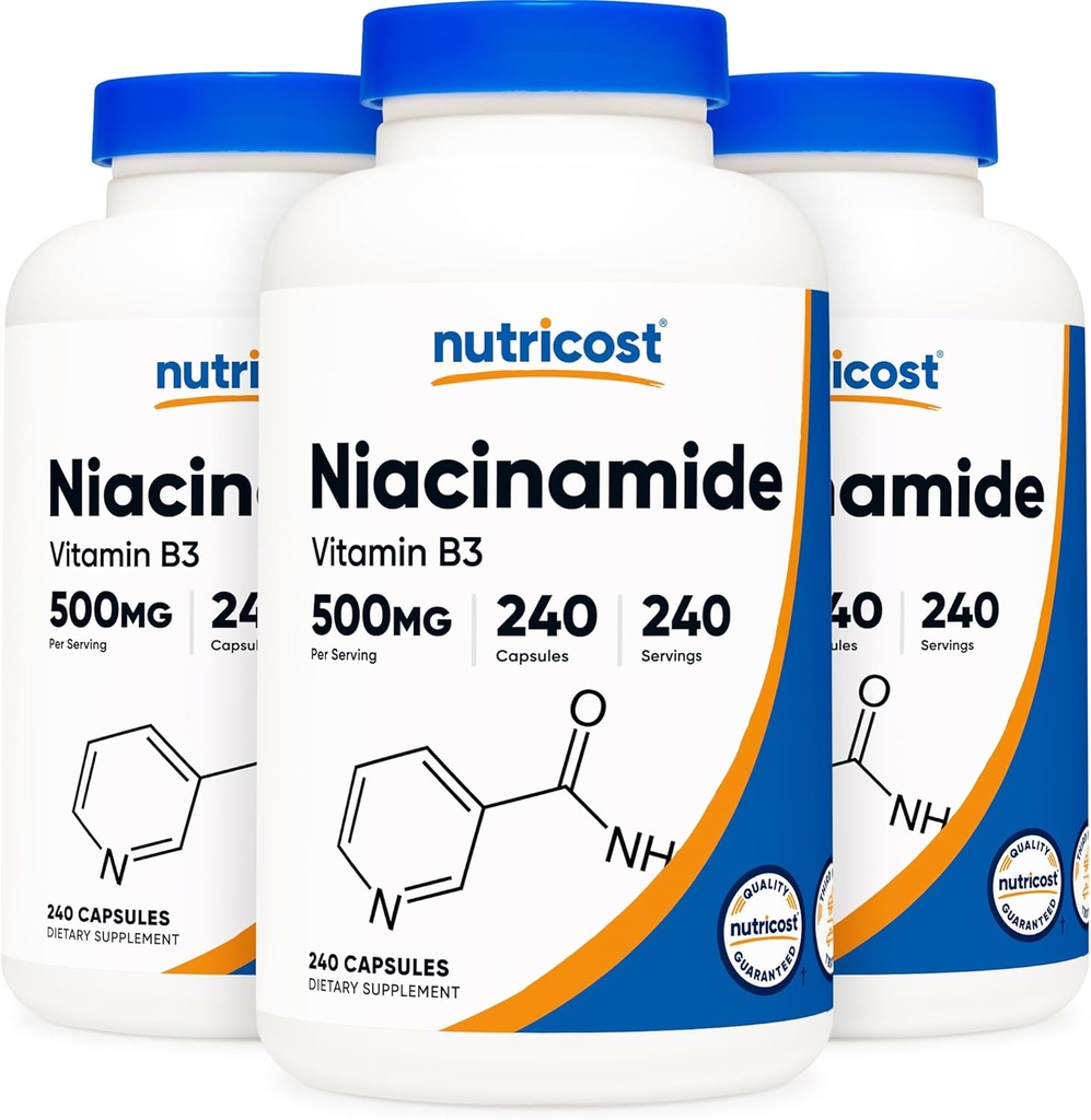 Nutricost Niacinamide (Vitamine B3) 500 mg, 240 capsules (3 flessen)