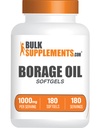 BulkSupplements.com Borage Oil Softgels - Gamma Linolenic Acid Supplement, Borage Oil Supplements, Borage Oil 1000mg - Glutenvrij, 1 Softgel per Serving, 180 Tellen (Pack of 1)