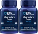Levensverlenging Magnesiumcaps, 500 mg, Magnesiumoxide, Citrate, Succinaat, Hart Gezondheid, Gezonde Bones, Metabolisme Ondersteuning, 100 Vegetarische Capsules (pakket van 2)