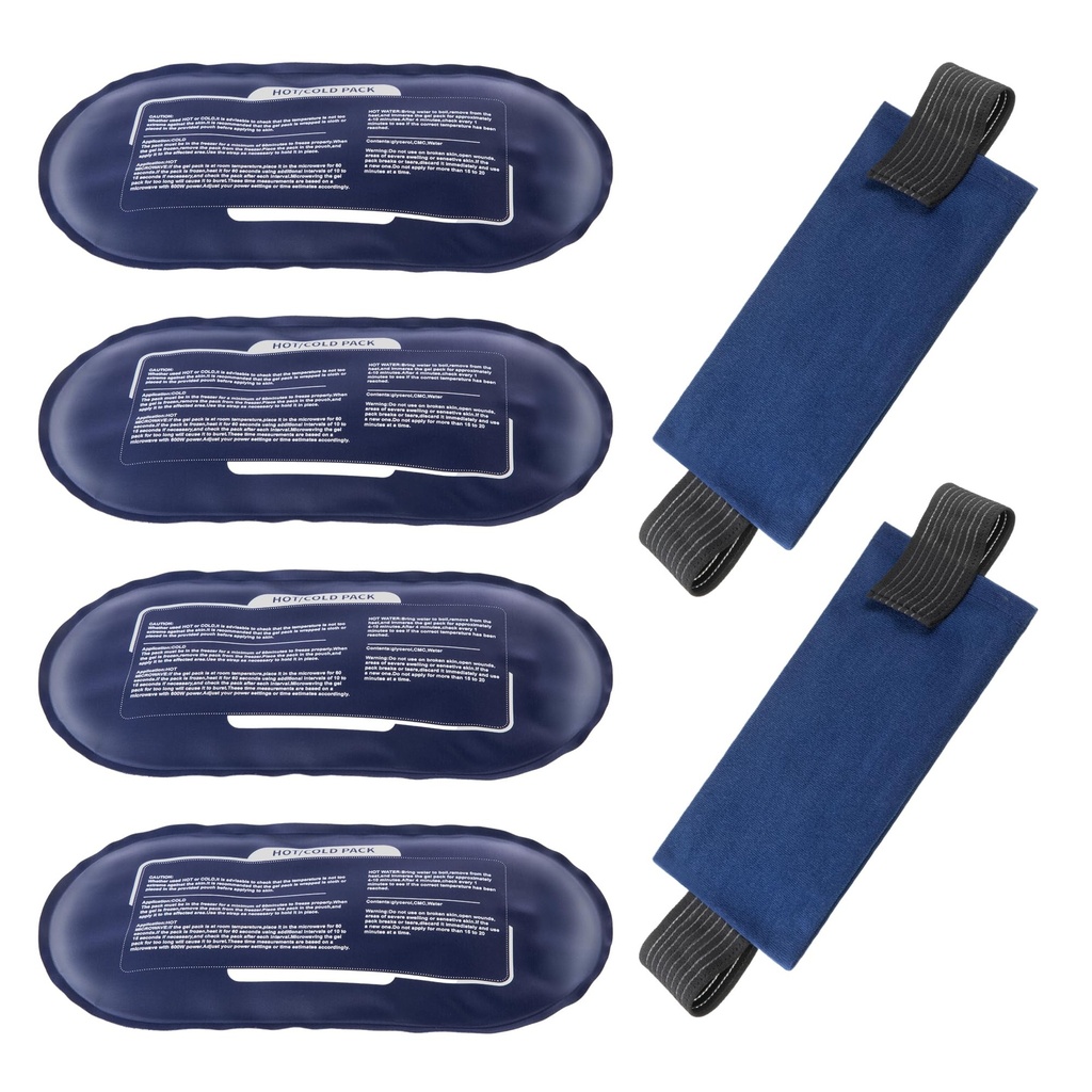 Paquets de glace pour blessures Réutilisables, 4 packs de gel chaud et froid et 2 packs d'enveloppes souples réglables pour les épaules du dos Arms Les genoux et les jambes Récupération des blessures, Allégation de la douleur articulaire et musculaire