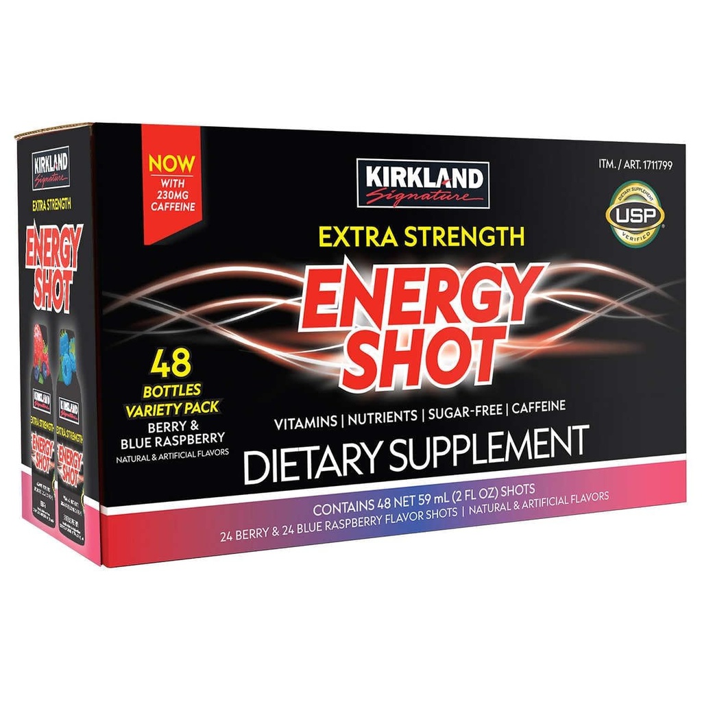 Kirkland Signature Extra Strength Energy Shot Variety, 2 Ounce Bottle (48 Tellen)