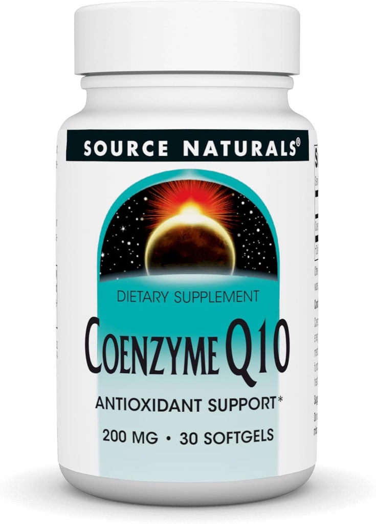 Bron Naturals Co-enzym Q10 Antioxidant Ondersteuning 200 mg voor hart, hersenen, immuniteit, & lever ondersteuning - 30 Softgels