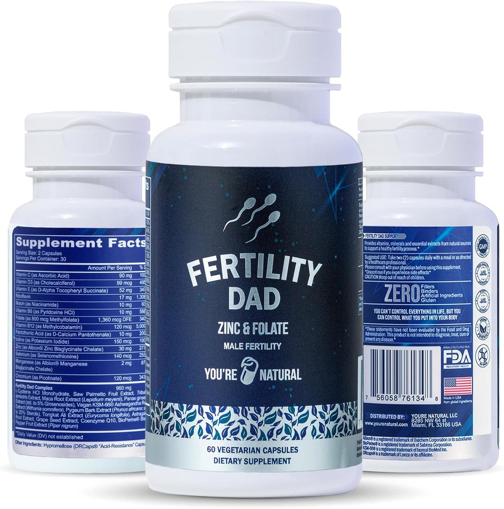 JULLIE ZIJN NATUURLIJKE Mannelijke Vruchtbaarheid Vitaminen, Optimale Sperma Telling, Motiliteit, en Kracht, Ashwagandha, Folic Acid 800 mcg, Magnesium, Maca Root, L-carnitine, Vitamine C, E, D3, Zink 30 dagen Levering