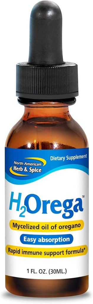 NORTH AMERICAN HERB & SPICE H2Orega - 1 fl. oz. - Huile mycélisée d'Origan - Formule de soutien immunitaire rapide - Absorption facile - Non-OGM - 173 portions