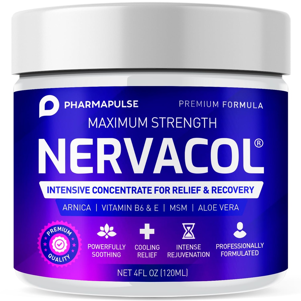Pharmapulse Neuropathie Nervothérapie et crème de soulagement - Crème de soulagement de la force maximale pour les pieds, les mains, les jambes, les orteils comprend acide alpha lipoïque, Arnica, vitamine B6, Aloe Vera, MSM - apaisant efficace 4oz