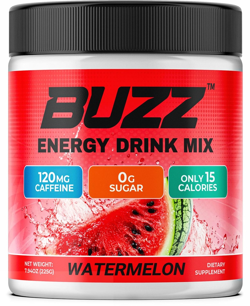 Morning Buzz Energy Drink Powder - Energy Boost Drink Mix - Suikervrije energie met antioxidanten - Morning Kickstart and Sports Nutrition Endurance Product - 30 Serves, Watermeloen, 8 Ounces