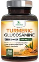 Kurkuma Curcumine Supplement 2000mg - 95% Curcuminoïden met Glucosamine, Gember & MSM, BioPerine Black Pepper voor Beste Absorptie, Nature's Vegan Joint Support, Non-GMO, Flested in USA - 240 Capsules