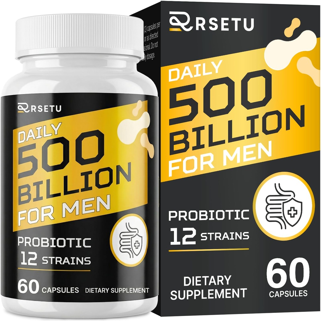 Probiotica voor mannen, 500 miljard CFU & 12 strains Mens Probiotic with Turmeric Cranberry, Goji, Gut Health for Men, for Digestive Health, Gut, Bloating & Gas, Immune, Energy Support, 30-dagen levering