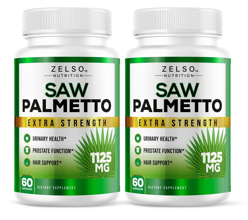 (2 Pack) Zag Palmetto Prostaat Supplement voor mannen, 3-in-1 voordelen, DHT-blokker Haargroei en Beta-blokker, Urinaire gezondheid, Prostaatfunctie ondersteuning, 2 maanden levering