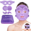 Atsuwell Cooling Ice Face Eye Mask Set voor donkere cirkels en gezwollenheid, 6 Gel Cold Packs voor gezicht, Ogen, Zachte Plush Lining Ice Pads Koude kompres, Ontspanning, Cool Bag inbegrepen