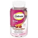 Caltrate Gummy Bites 500 mg Calcium en Vitamine D Supplement, Zwarte kers, Aardbei, Oranje - 100 Tellen