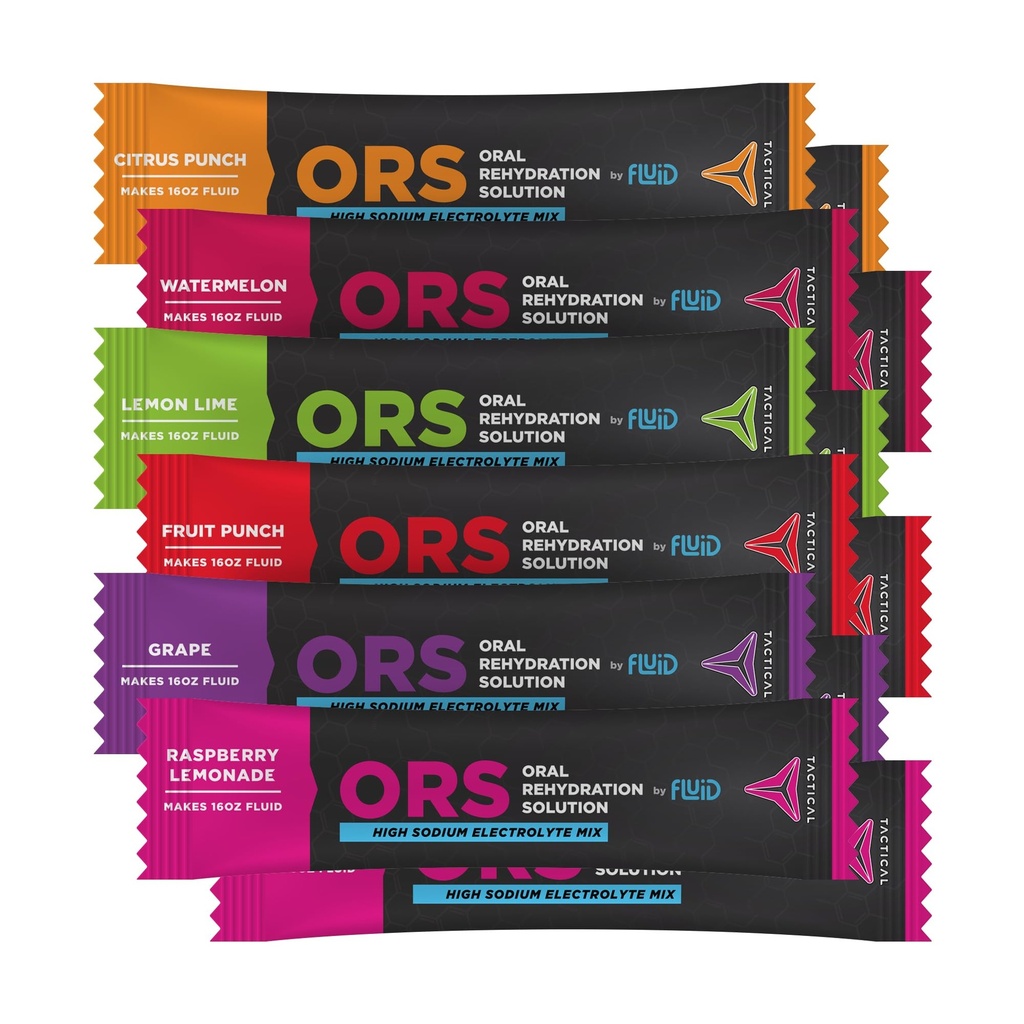Fluid Tactical - ORS Extreme Dehydration Electrolytes, 6-Flavor Variety Pack 