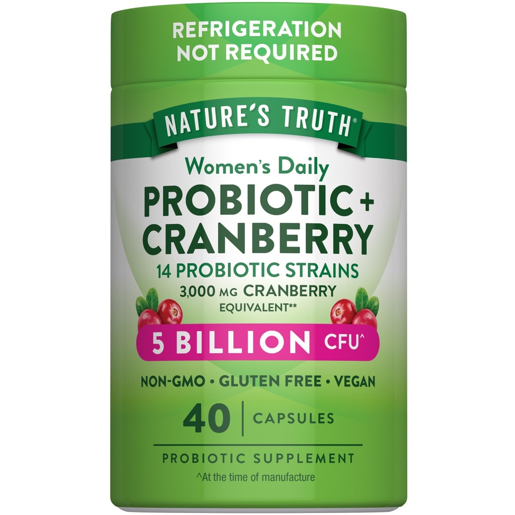 La vérité de la nature Probiotiques pour les femmes 5 milliards d'UFC Daily , 40 capsules végétariennes , avec canneberge , sans OGM et sans gluten , Pas de réfrigération nécessaire
