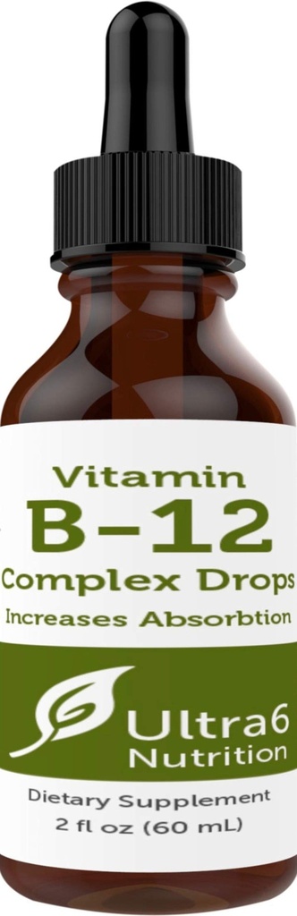 Ultra6 Nutrition Vitamine B12 gouttes liquides sublinguales - Supplément de méthylcobalamine B12 Excellent pour l'énergie et la fatigue - Suppléments de vitamine B pour les femmes et les hommes - 90 jours d'approvisionnement