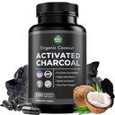 Pure Coconut Activated Charcoal Capsules - 180 pilules de Charcoal, aide à blanchir les dents, à gonfler et à nettoyer le corps. Non-OGM - Sans gluten, végétalien