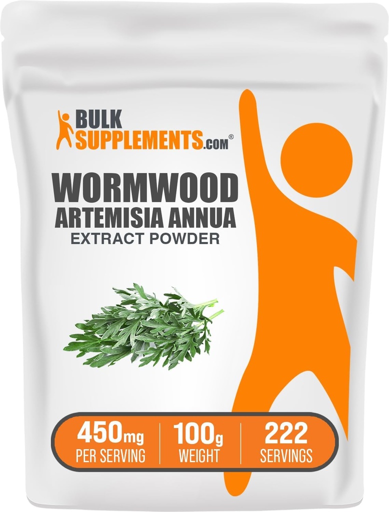 BulkSupplements.com Wormhout Extract Powder - Artemisia Annua Sourced from Sweet Wormwood Leaves, Herbal Supplement - Glutenvrij, 450mg per Serving, 100g (3,5 oz) (Pack of 1)
