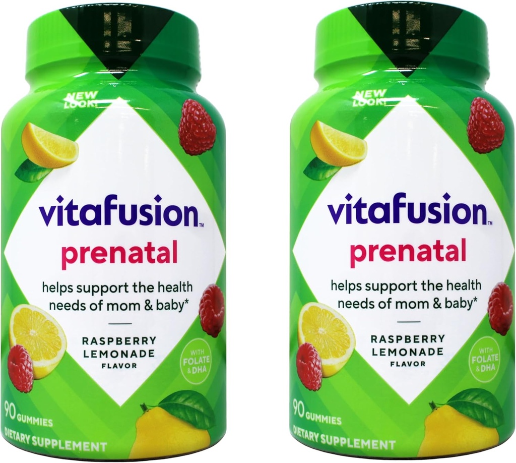 Vitafusion, Prénatal, Gommies adultes, Arômes assortis - 90 gommes, boîte de 2