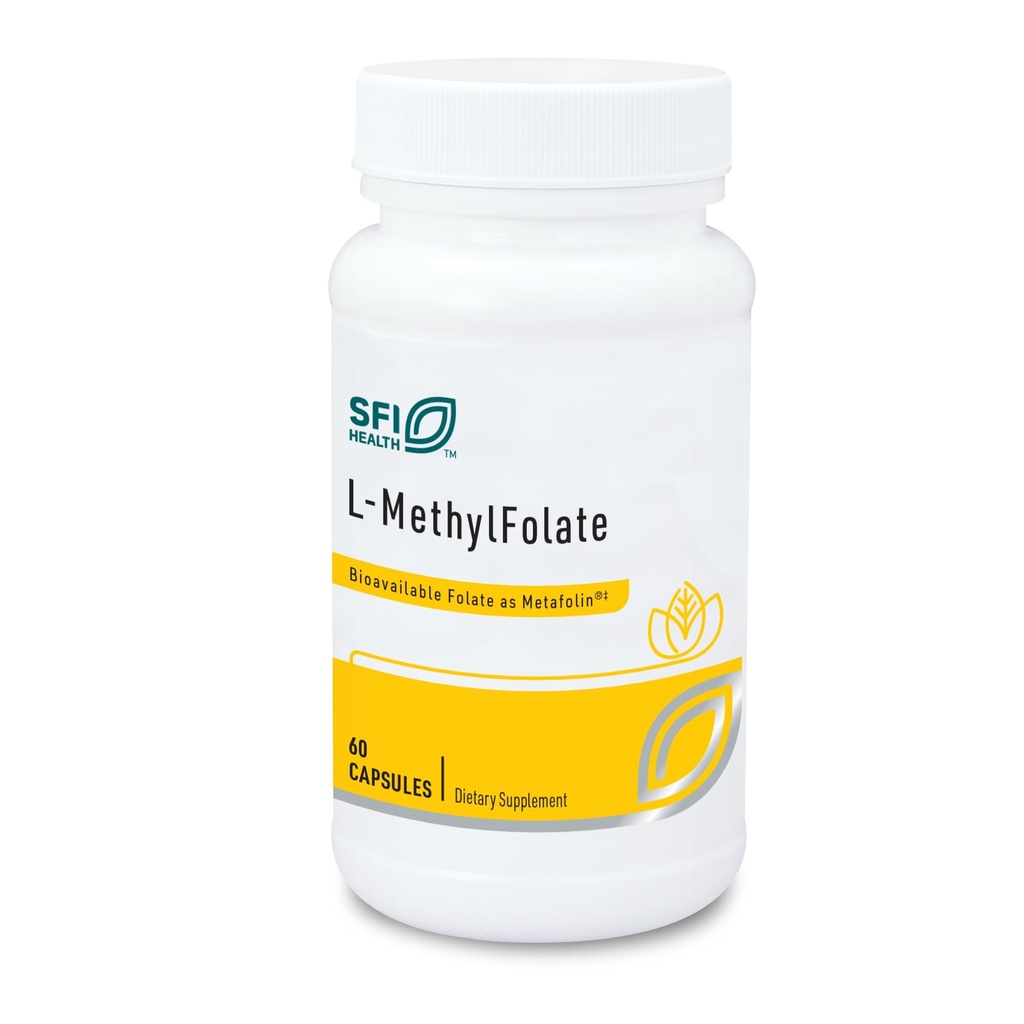 Klaire Labs SFI Health L-methylfolaat - 1000 mcg Folaat Hoog Biobeschikbaarheid, Hypoallergeen 1000 Microgram (1 Milligram) Metafolin L-5-MTHF (60 capsules)