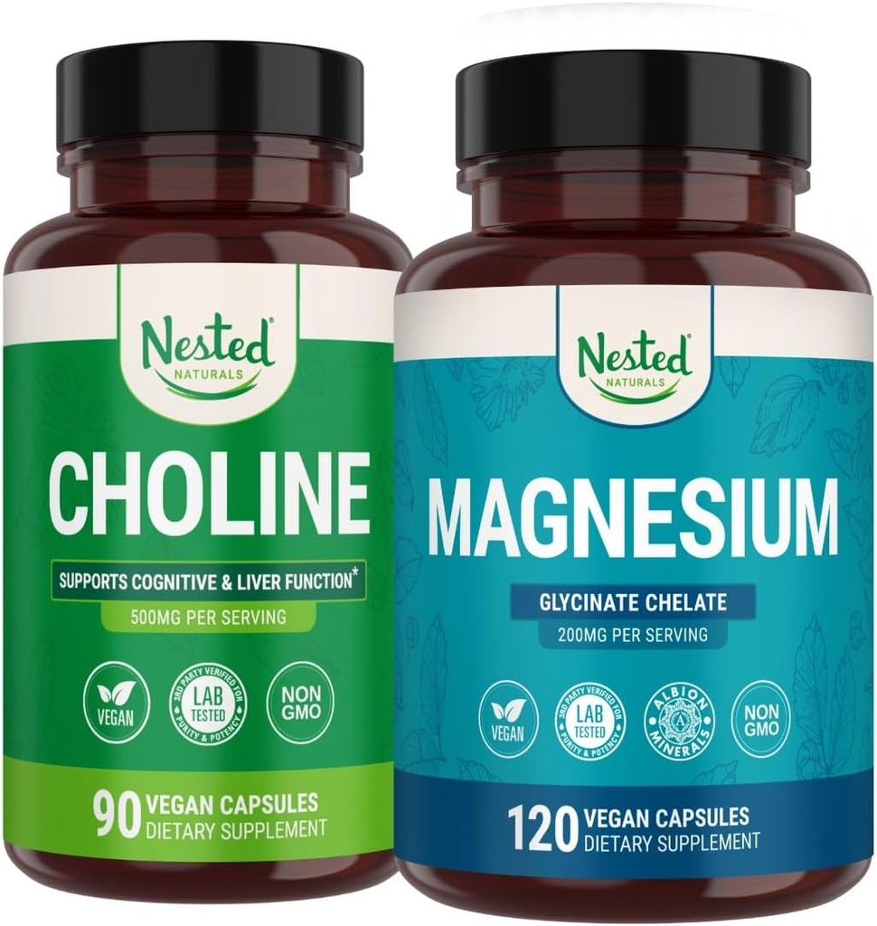Nested Naturals Choline Bitrate & Magnesium Glycinate Chelate Stack 