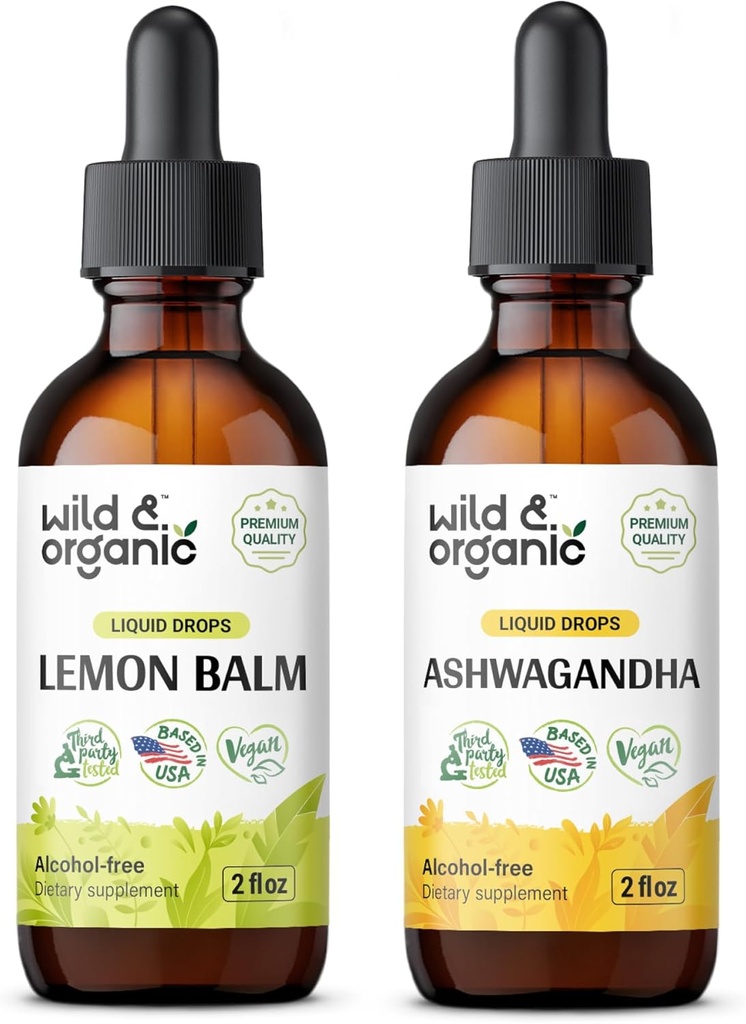 Teinture de baume de citron sauvage et biologique 2 fl oz & Ashwagandha Teinture 2 fl oz