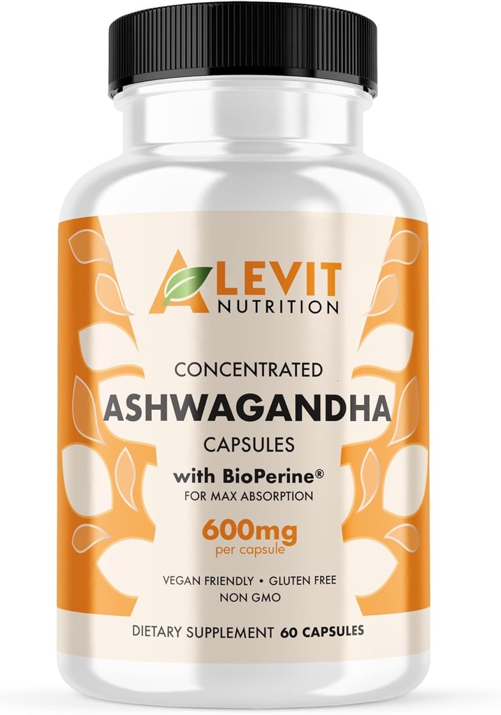 Organic Ashwagandha 600mg - 60 Count (2-maand supply) - Vegan - BioPerine for improved Absorptie - Stress, Mood & Wellbeing Support