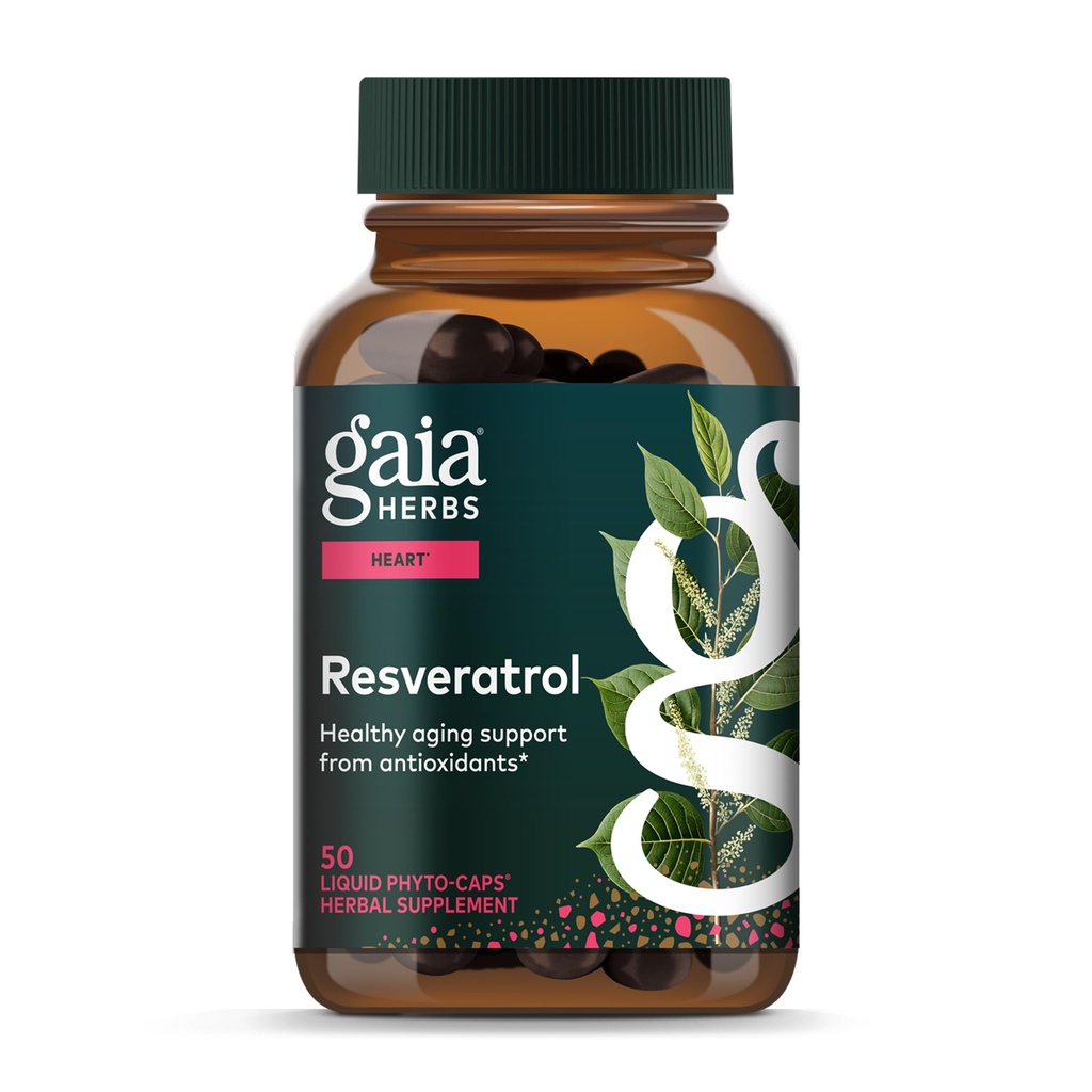 Gaia Herbs Resveratrol 150 - Beauty & Radiance Antioxidant Support Supplement - Made with Japanese Knotweed - Bevat 150 mg Trans-Resveratrol per Serving - 50 Liquid Phyto-Capsules (25-Day Supply)