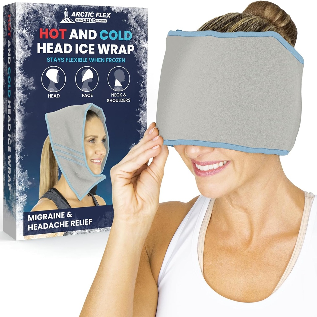 Arctic Flex Migraine Hoofdpijn Relief Ice Head Wrap - Hoofdpijn Ice Pack Cap - flexibele koude & Hot Gel Hat Eye Mask voor verwondingen aan nek, schouderspanning pijn - bevriezing, warmtetherapie - Kid, Mannen, Vrouwen