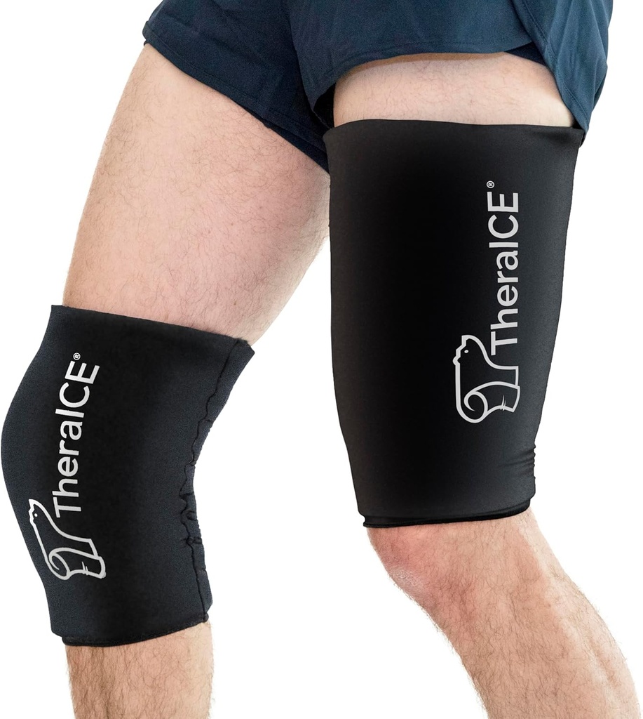 TheraICE Knee Ice Pack Wrap Compression Sleeve for Injuries, Reusable Gel Cold Packs Brace Ook voor Elbow, Enkel & Calf - Flexibele Cold Wrap Recovery voor Meniscus, ACL, MCL Pain Relief (XL)