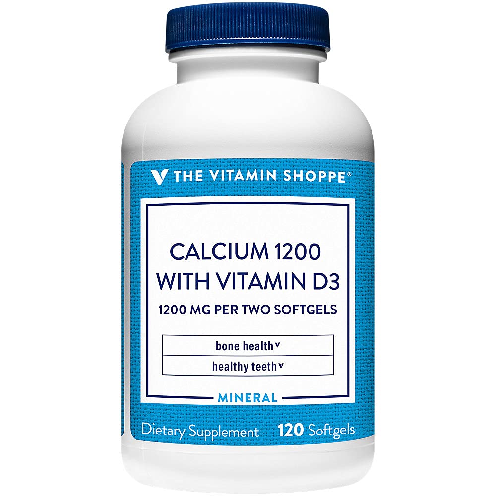 De Vitamine Shoppe Calcium 1200MG - Bot Kracht, Tanden Gezondheid & Spierfunctie Ondersteuning, Dagelijks mineraal (120 Softgels)