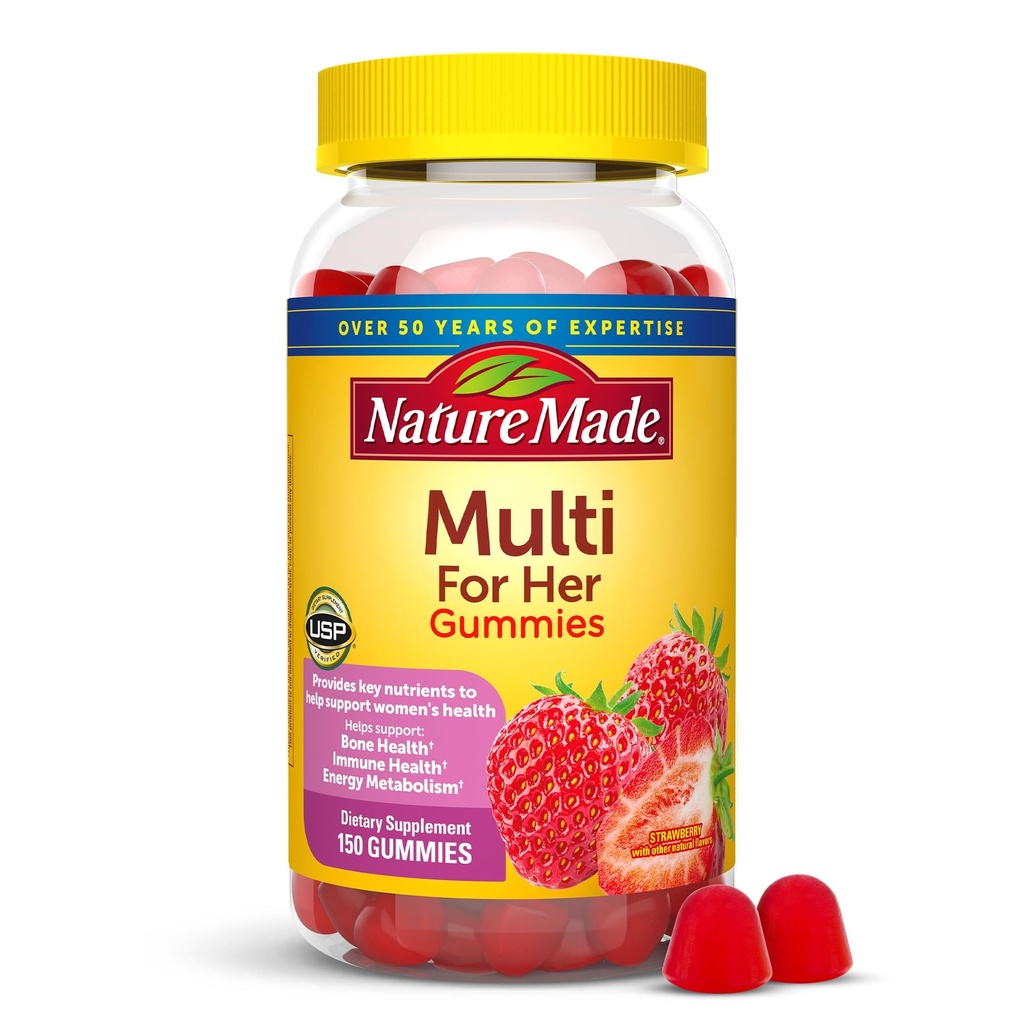 Multivitamines faites de la nature pour les femmes, multivitamines gommy pour le soutien nutritionnel quotidien, 150 multivitamines, 75 jours d'approvisionnement
