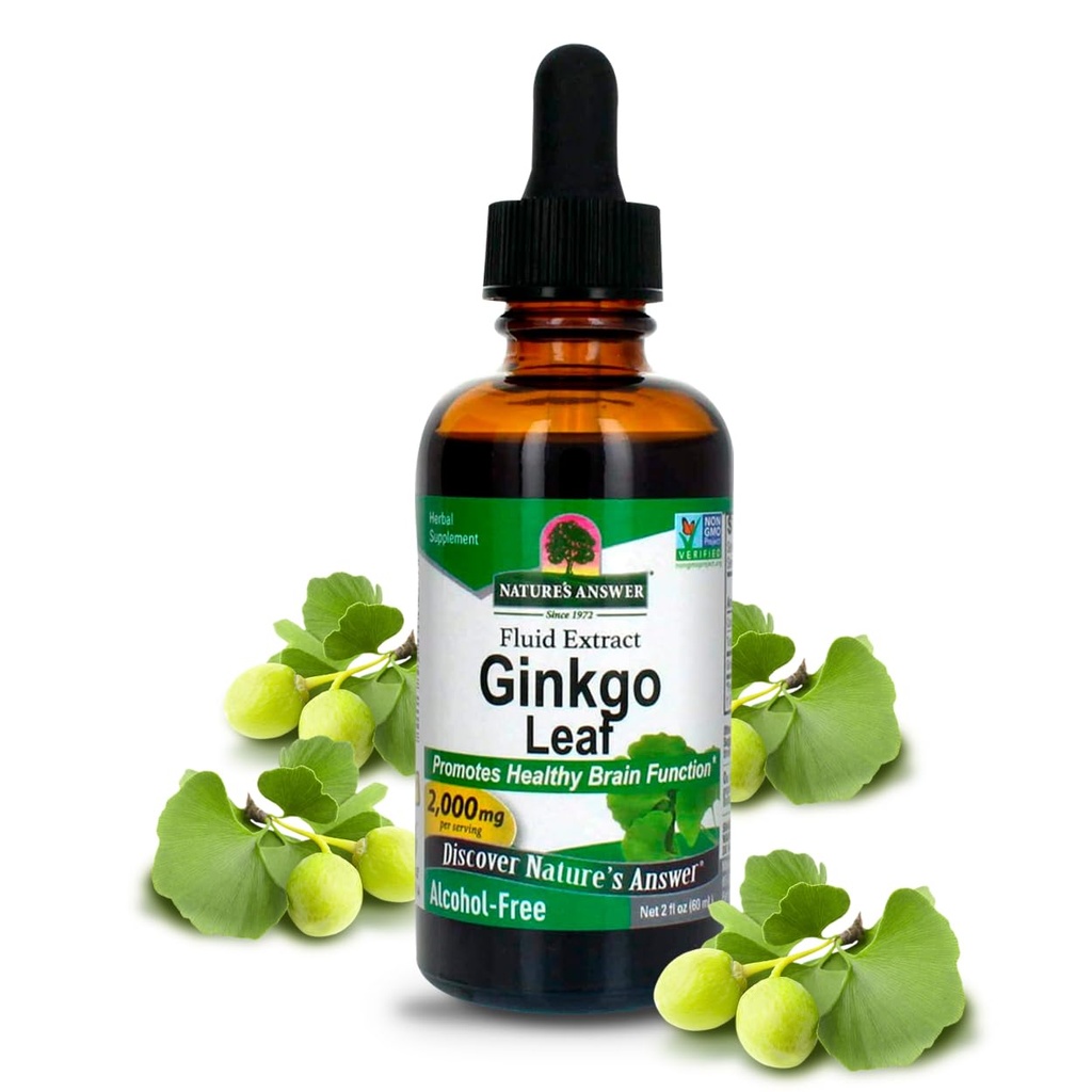 Het antwoord van de natuur Alcoholvrij Ginkgo Biloba Leaf Extract, 2 Ounce, 2 Count 