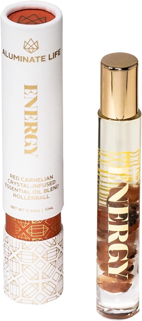 Essentiële olie Rollerballen, .34 OZ, energie - Red Carneool kristal Infunded - Geur van citroen, Grapefruit, & Bergamot - Aromatherapie Roll On Oils, Skin Care, Massage