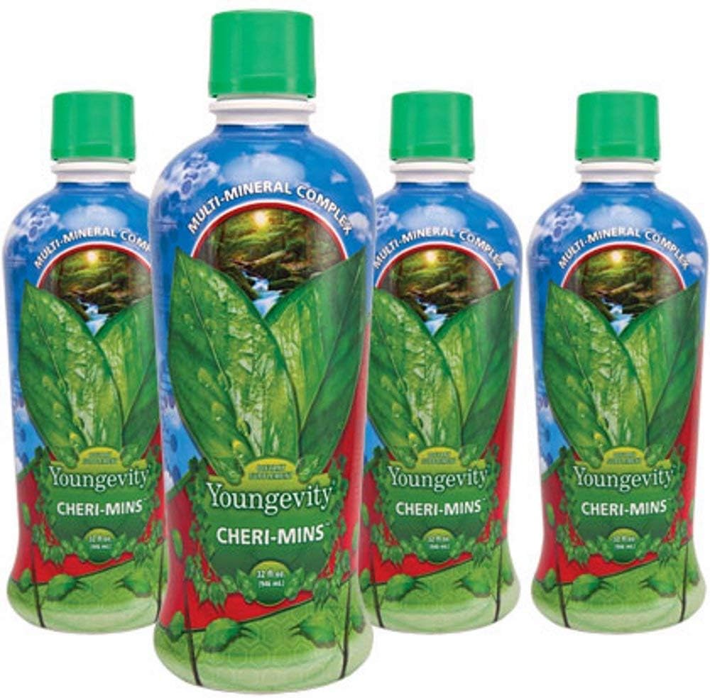 Youngevity Cheri-MinsMC Plant Derived Liquid Minerals - Grande Formule de Dégustation - 77+ Trace minéral naturel non altéré - Forme colloïdale Humic Shale (32 Fl Oz - Pack de 4)