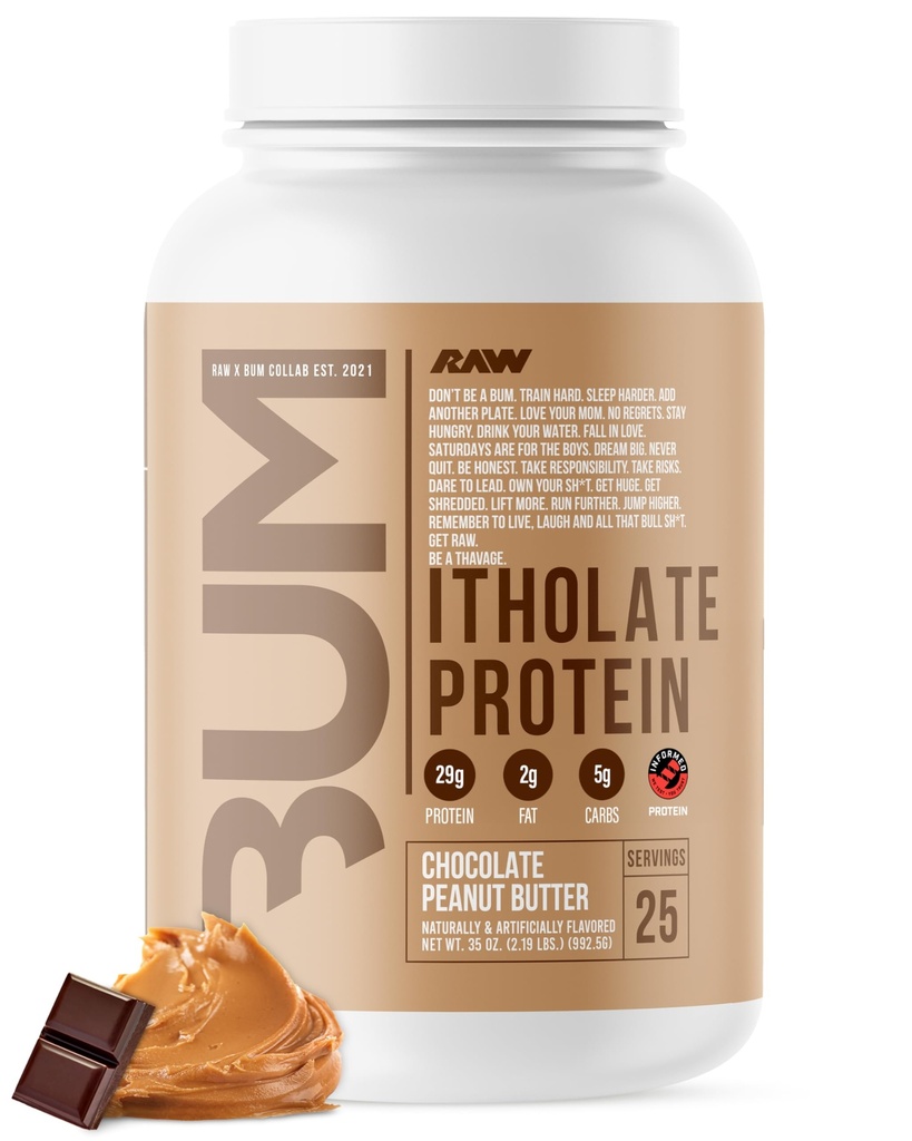 RAW Whey Isolaat Proteïnepoeder, Chocolade Pindakaas (CBUM Itholate) - 100% Grass-Fed Sports Nutrition Powder for Muscle Growth & Recovery - Low-Fat, Low Carb, Natuurlijk Gearomatiseerd - 25 Servers