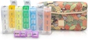 Made Easy Kit Pill Case Large 7-Day / 28 Compartments in Neoprene Carrier met opslag pil Box in dagelijks in Morn, NOON, EVE, Bed a Weekly Vitamine, Medicine, Capsule Organisatie (Khaki Desert Cactus)