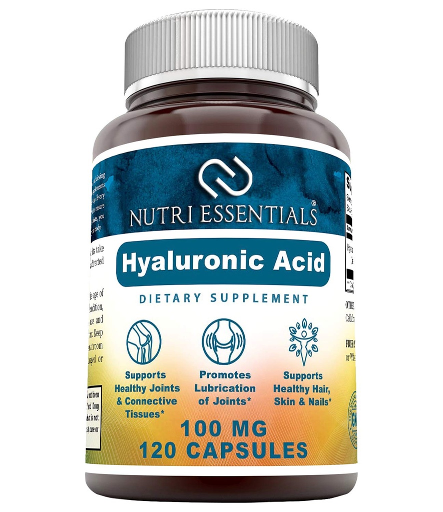 Hyaluronzuur Dieetsupplement - 100 mg 120 capsules (Non-GMO) - De beste supplementen voor de gezamenlijke gezondheid, huidverzorging en meer*
