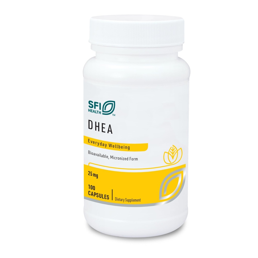 Klaire Labs SFI Health DHEA 25mg - Dehydroepiandrosteron Afgeleid van Wild Yam - Gemicroniseerd voor Superior Absorptie - Soy-Free, Hypoallergeen Supplement voor mannen en vrouwen (100 Capsules)