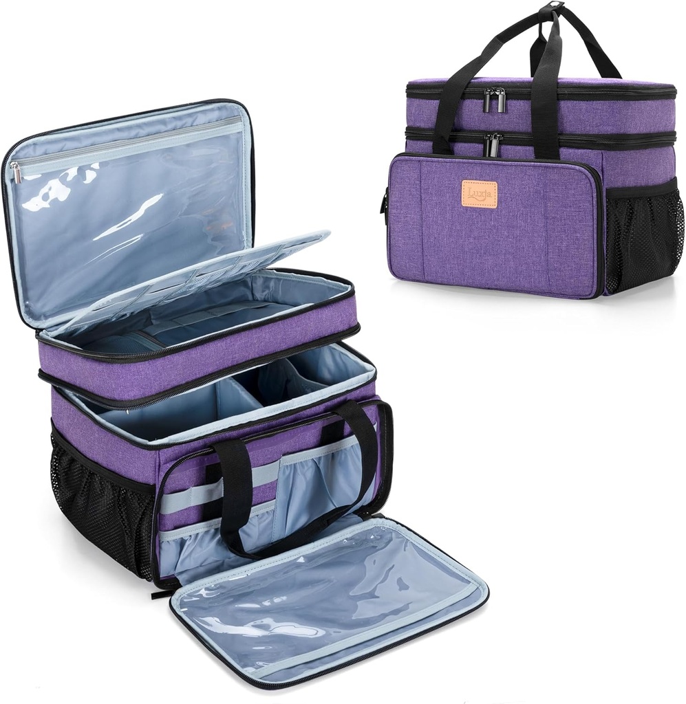 LUXJA 2 Lagen Geneeskunde Bag met afneembare divider, pil Bottle Organizer Geschikt voor thuis of reizen gebruik, Paars