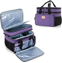 LUXJA 2 couches Sac de médecine avec séparateur amovible, organisateur de bouteille de pilules adapté à la maison ou à l'utilisation de voyage, violet
