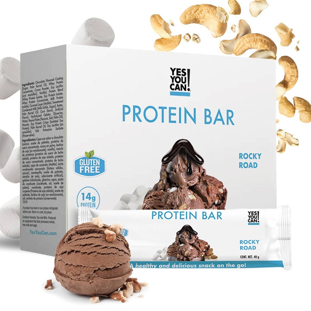 Ja, dat kan je wel! High Protein Bites - Doos van 7-1 Pack: High Protein Snacks voor het hele gezin, Proteine-Rich Snack, Savory en Flavorful Protein Snack, Gezond en Crunchy Snack On the Go (Rocky Road)