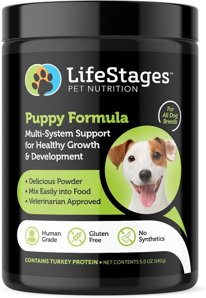 Fase 1: Puppy formule 0-3 jaar voor hondengewicht Gain, spier- & gezamenlijke ontwikkeling, gezonde huid en jas . . Omega 3 & 6, Spirulina, vitamine B6 & Probiotica - Vet goedgekeurd