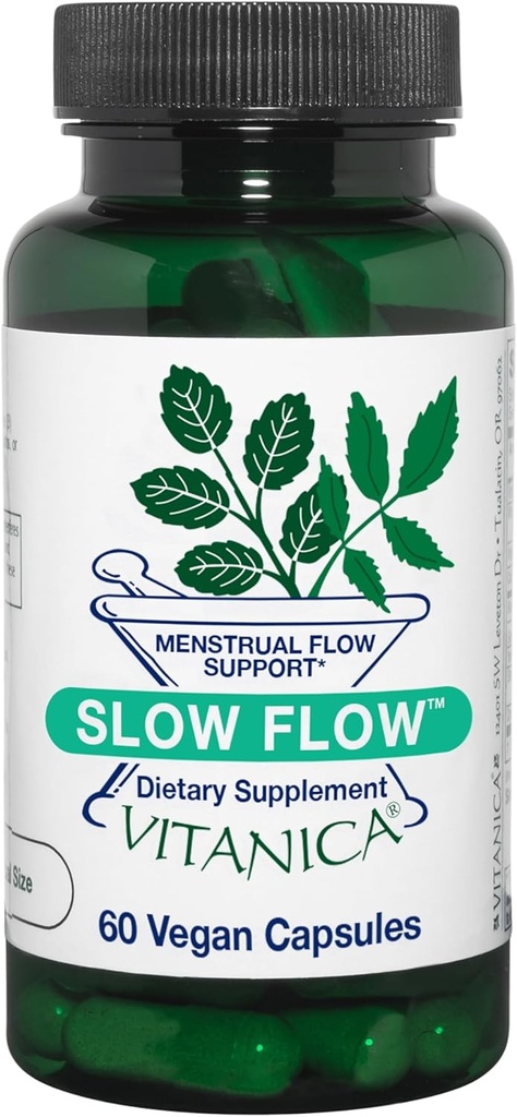 Vitanica Slow Flow, Menstruele Flow Support, Vegan, 60 capsules (Slow Flow Pro Logo)