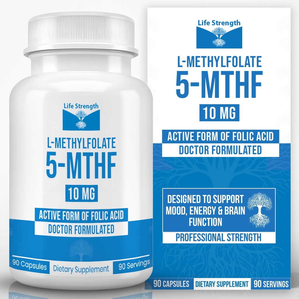 L-methylfolaat 10 MG, geoptimaliseerde & hoog-bioactieve methylfolaat, 5-MTHF-supplement voor Mood- en Immuunondersteuning, natuurlijk voedingssupplement voor energie, niet-GMO & Glutenvrij, 90 capsules
