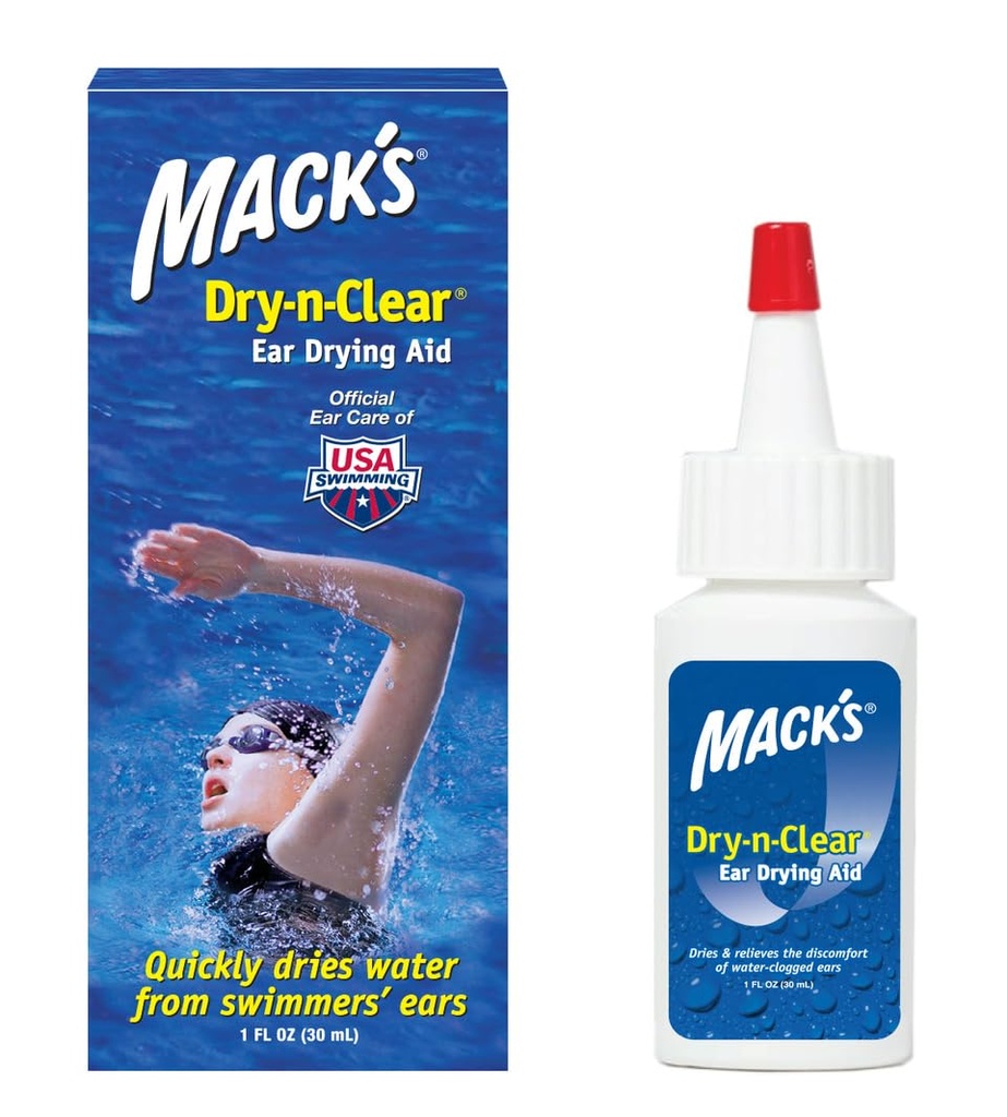 Mack's Dry-n-Clear® oordrogend hulpmiddel - zwemmers oordruppels voor water verstopte ooren na het zwemmen, douchen, scuba duiken en surfen - 1 Fl Oz