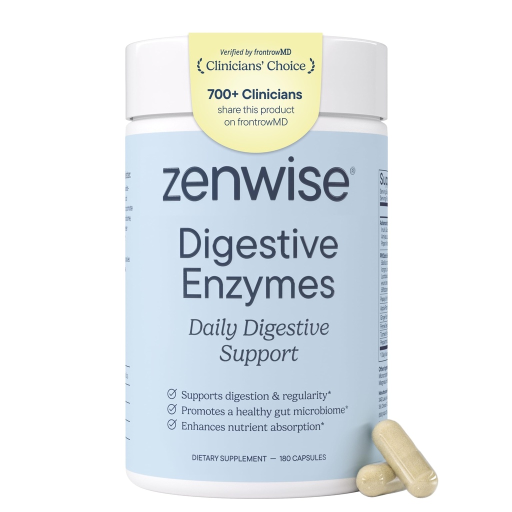 Zenwise Santé Enzymes digestifs pour Gut Health & Bloating Relief - Multi Enzymes Supplément de digestion avec probiotiques, Bromelain & Papaya pour le soutien de la santé digestive - Hommes et femmes - 180 Comte