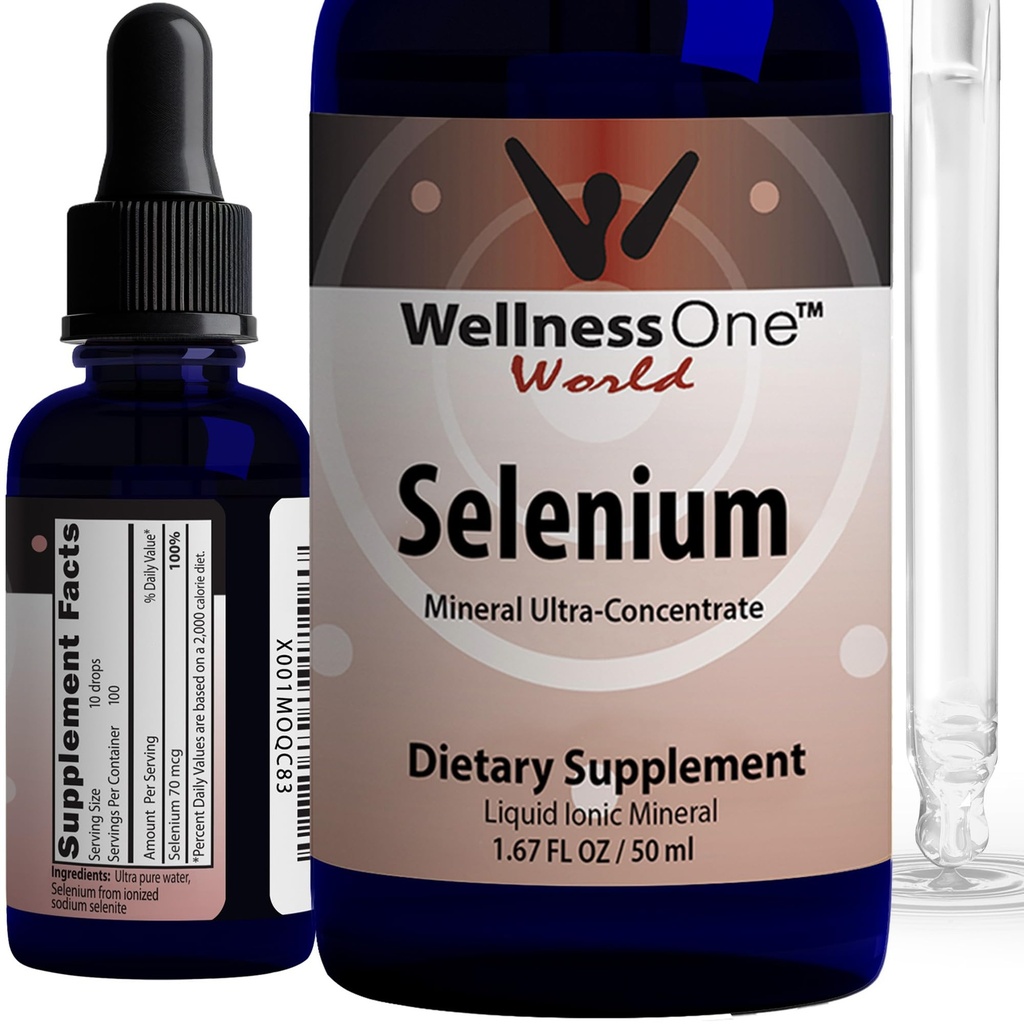 WellnessOne Liquid Selenium Supplement - Ionized Selenium Liquid Drops 70 mcg - Antioxidant, Cardiovasculaire en Immuun Ondersteuning - USA Getest, Vegan, Non-GMO, Glutenvrij, Unflavored - 1,67 fl oz