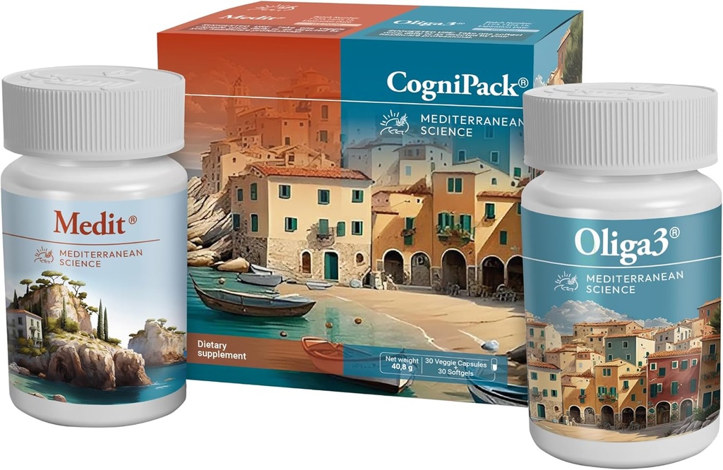 Brain Boosting Vitamins for Memory & Focus | Omega-3 EPA DHA with Vitamin E, D, Magnesium, Zinc, Selenium | Mediterranean Diet | Saffron | CogniPack