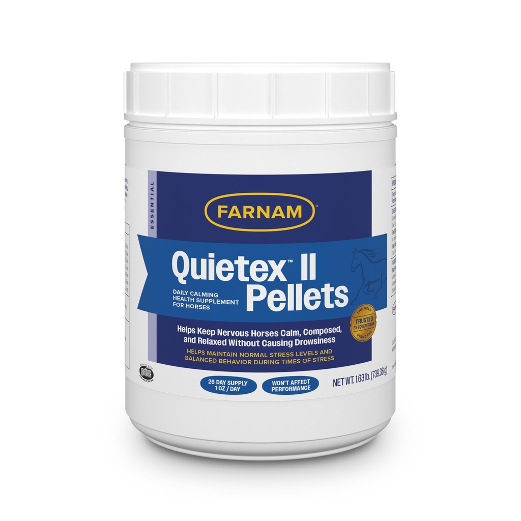 Farnam Quietex II Horse Calming Supplement Pellets, helpt het beheer van nerveuze gedrag en houden paarden kalm & samengesteld in stressvolle situaties, 1.625 Lbs, 26 dagen levering